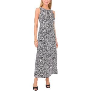 Vince Camuto Womens Floral Crewneck Back Keyhole Sleeveless Dress Black White S
